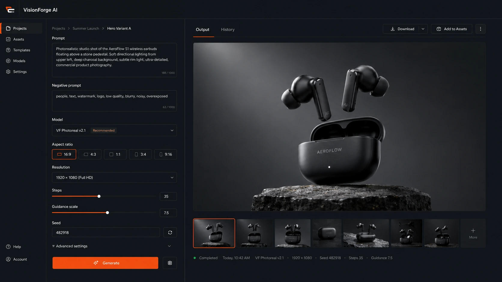 Desktop preview of an AI product interface