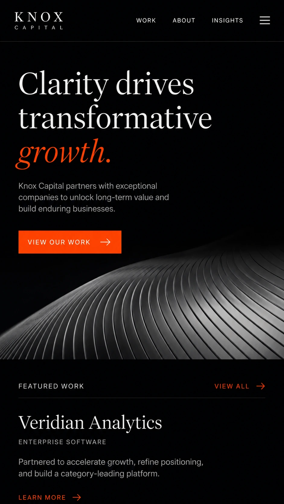 Mobile preview of a premium brand website project